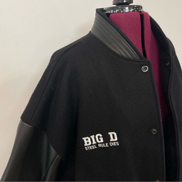 Vintage Black Leather and Wool Varsity Jacket XXL - Picture 4 of 12